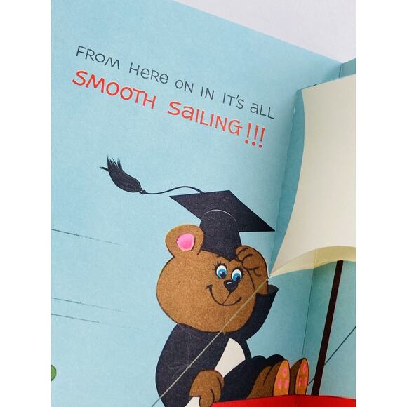Vintage Rust Craft GRADUATION Card Pop Up 3D Bear Ship Boat Sail Ocean Cramming - Picture 4 of 8